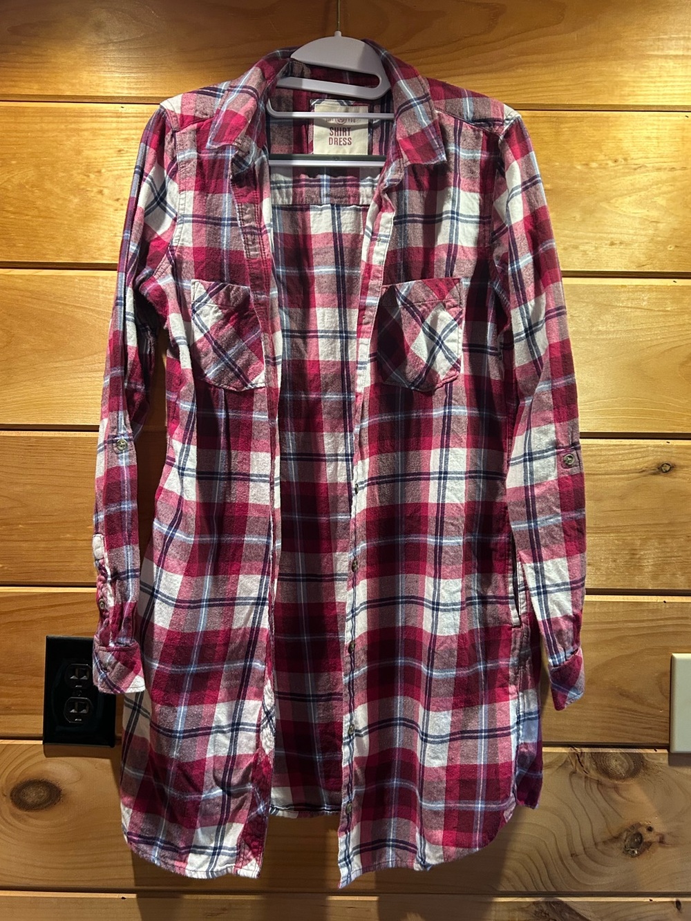 Women’s Red Plaid Button Down Dress